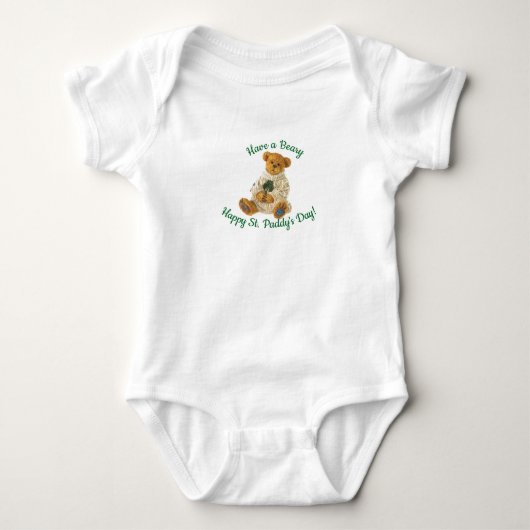 Body bébé ours en peluche pour la Saint-Patrick (Devant)