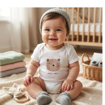 Body bébé ours mignon et doux | Bois minimaliste