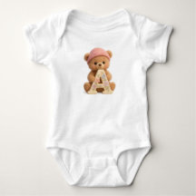Body bébé Ourson Mignon Lettre Initiale A Fille
