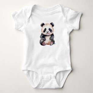 Body Bébé panda mignon aquarelle