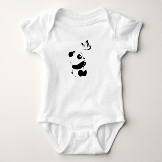 Body bébé Panda Mignon et Papillon (Devant)
