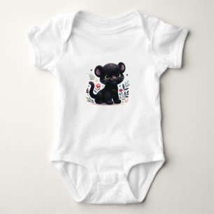 Body Bébé panthère mignon avec des fleurs