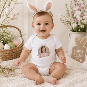 Body bébé personnalisé avec photo de lapin de Pâqu