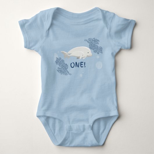 Body Bébé personnalisé Beluga 1er Anniversaire (Devant)