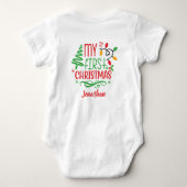 Body Bébé personnalisé premier arbre de Noël Vert Rouge (Dos)