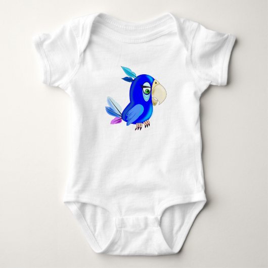 Body bébé petit perroquet bleu (Devant)