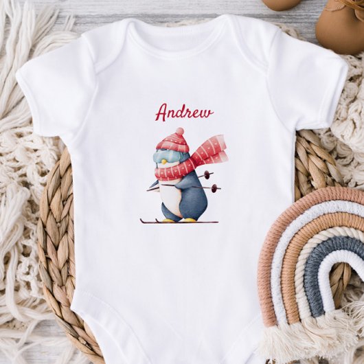 Body bébé pingouin de ski fantaisiste