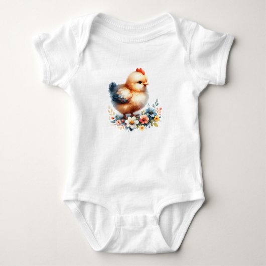 Body Bébé poussin mignon avec des fleurs (Devant)