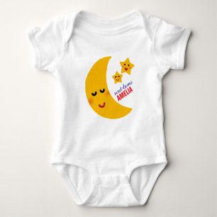 Body Bébé pyjama avec nom, Lune et étoiles