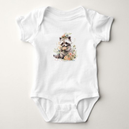 Body Bébé Raccoon avec fleurs (Devant)