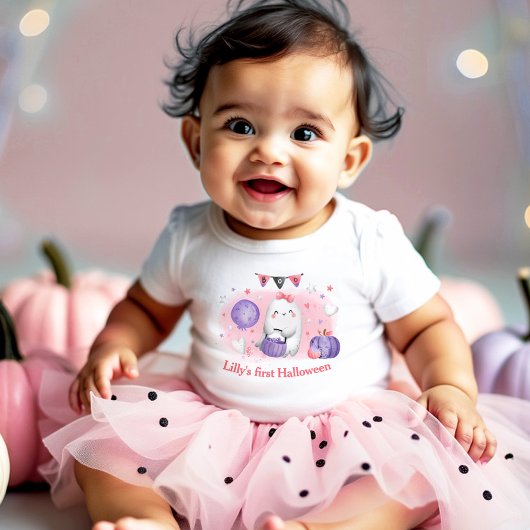 Body bébé rose prénom Halloween pour bébé fille