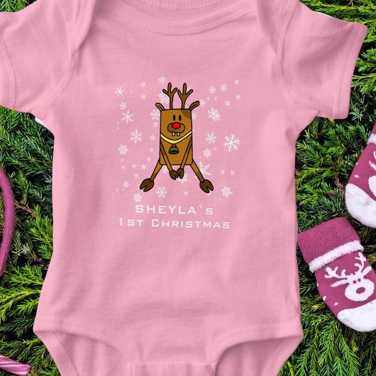 Body Bébé`s 1er Noël mignonne Deer Feu de neige rose Fi
