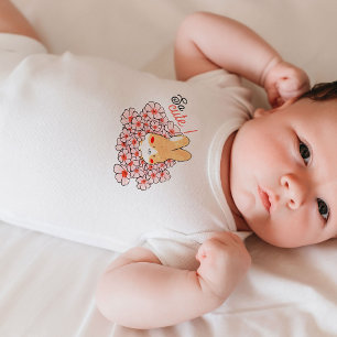 Body bébé So Cute lapin mignon et fleurs roses