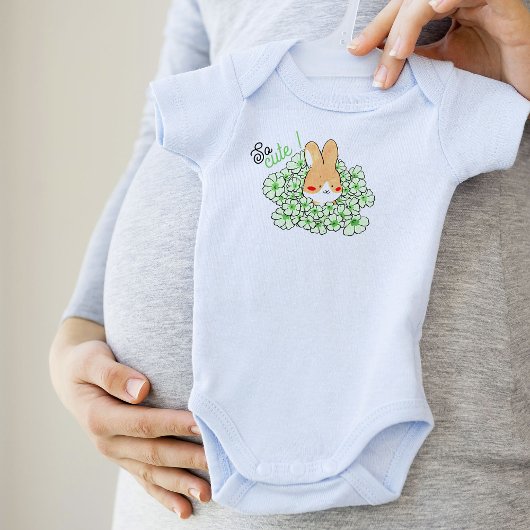 Body bébé So Cute lapin mignon et fleurs vertes