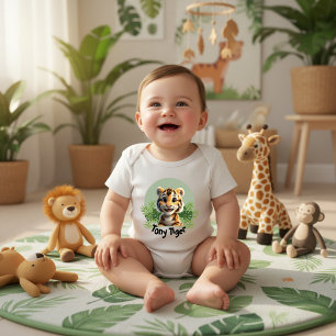 Body Bébé Tigre Mignon Nursery Jungle Nom Personnalisé