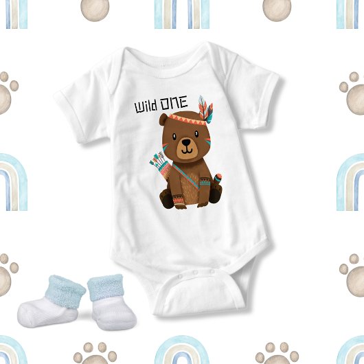 Body Bébé Tribal mignon Ours Sauvage Un