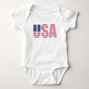 Body bébé typographique avec drapeau américain - P