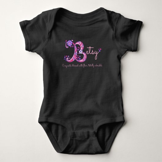 Body Betsy Girls nom et sens B monogramme bébé romper (Devant)