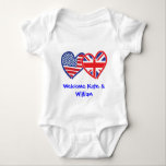 Body Bienvenue Kate & William/ Mariage royal<br><div class="desc">Drapeaux USA et Union Jack</div>