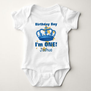 Body Birthday Boy with Crown Je suis UN ! Nom personnal