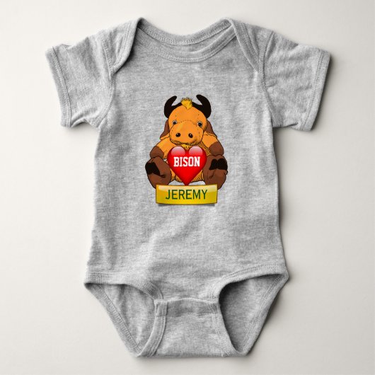 Body Bison personnalisé de bébé avec le coeur (Devant)
