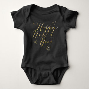 Body Black Joyeux Nouvel An Bodysuits bébé Gold Foil