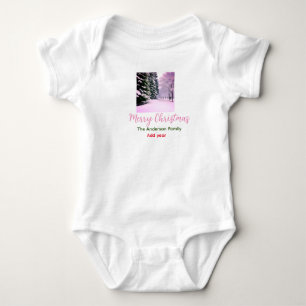 Body Blanc rose neige joyeux Noël ajouter nom de famill