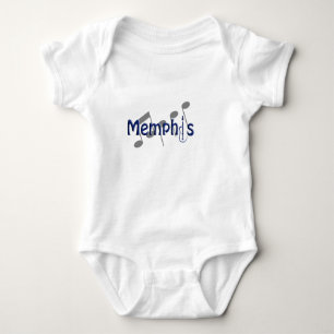 Body bleu de Memphis avec des notes de musique