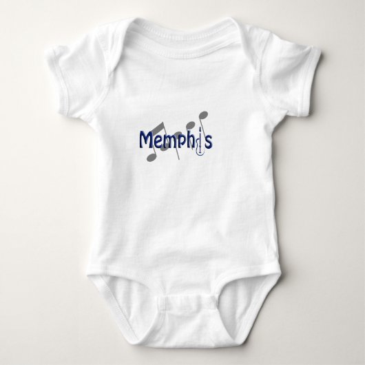 Body bleu de Memphis avec des notes de musique (Devant)