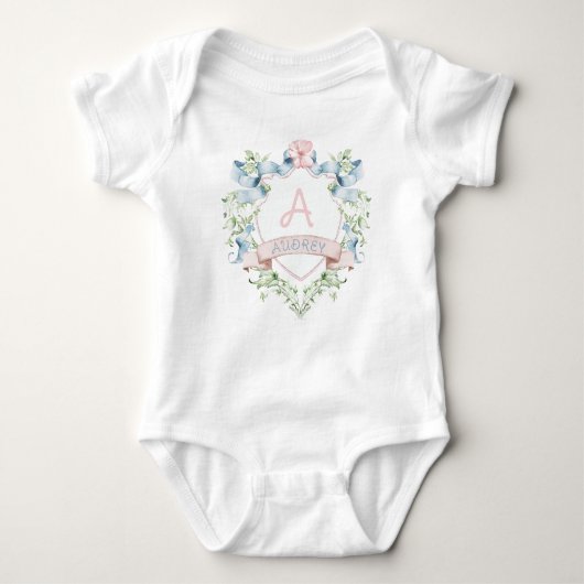 Body Bleu et rose Floral Grandmillentenaire Monogramme  (Devant)