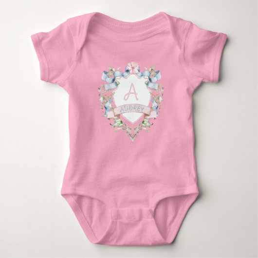 Body Bleu et rose Floral Grandmillentenaire Monogramme  (Devant)