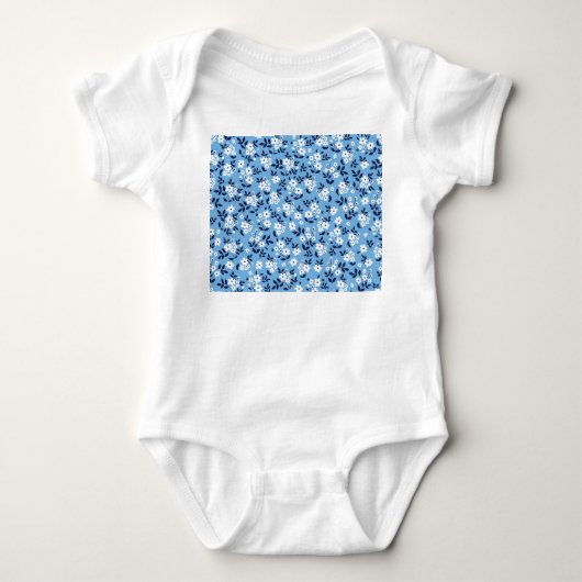 Body Bleu, Fleurs blanches : Vintage (Devant)