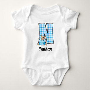 Body Bleu Ours Monogramme Big N Baby Apparel