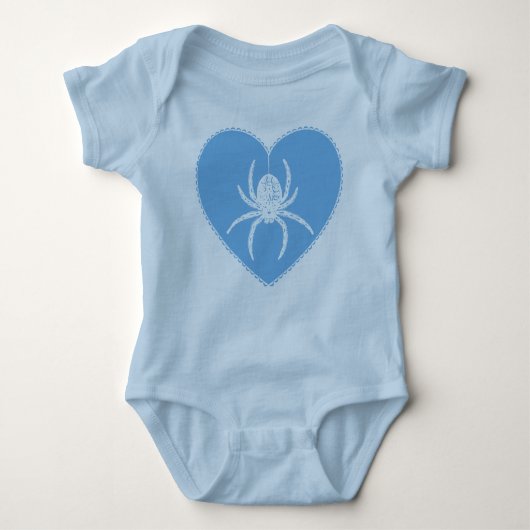 Body Bleu Spider Coeur Bébé Bodysuit (Devant)