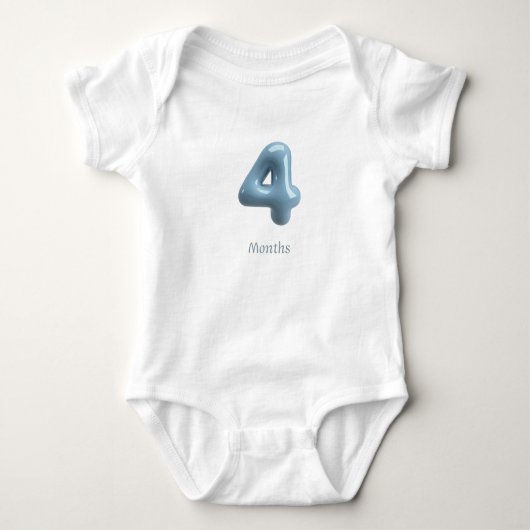 Body Blue 3D Number 4 - 4 Months Baby Bodysuit (Devant)