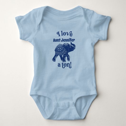 Body Blue Elephant I Love Nom a Ton Personnalisé (Devant)