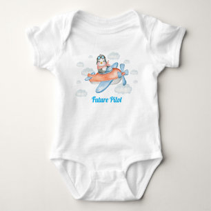 Body Blue Penguin Animal Avion Pilote Bébé Bodysuit