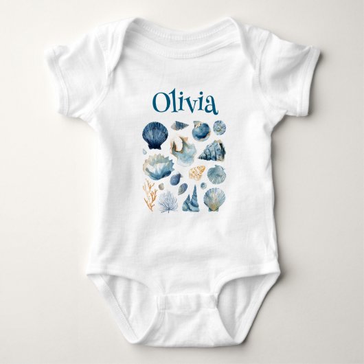 Body Blue Seashell Baby Bodysuit | Custom Name (Devant)