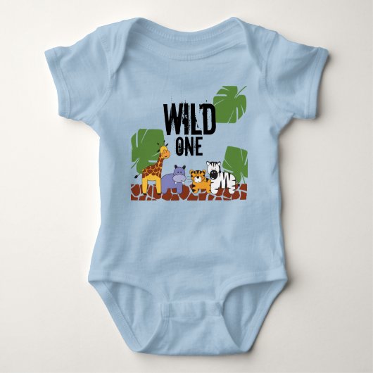 Body Blue WILD ONE Safari Jungle Thème 1er Anniversaire (Devant)