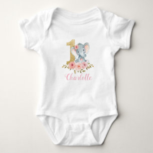 Body Blush Floral Cute Baby Elephant 1er anniversaire