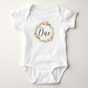 Body Blush Floral Wreath ONE 1er anniversaire fille chi
