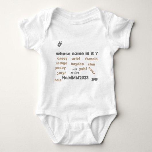 Body Bodysuit BabyOne Piece avec *Unisex Names sur le d (Devant)