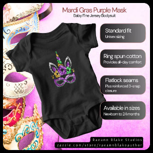 Body Bodysuit bébé à masque violet Mardi-Gras