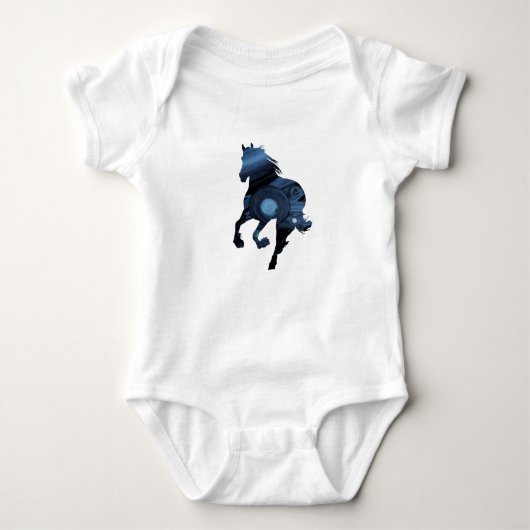 Body Bodysuit Bébé Cheval bleu (Devant)