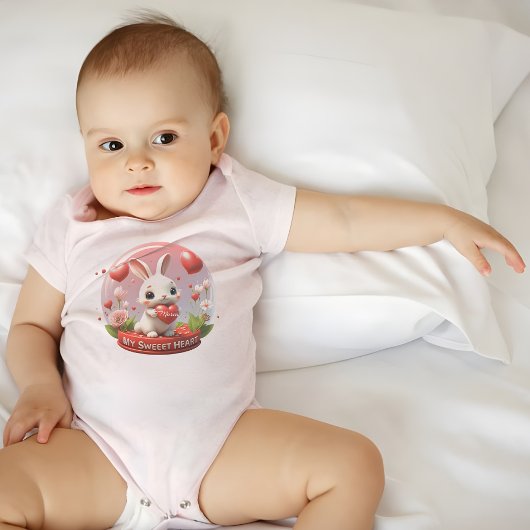 Body Bodysuit bébé lapin valentin cœur mignon