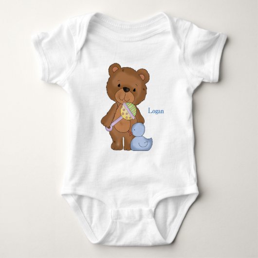 Body Bodysuit bébé personnalisé Baby Boy Teddy Bear (Devant)