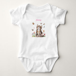 Body Bodysuit bébé personnalisé - Cute Kitten avec fleu