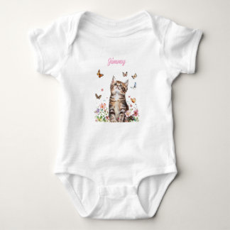 Body Bodysuit bébé personnalisé - Cute Kitten avec fleu
