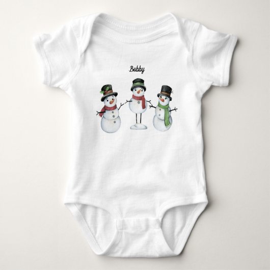 Body Bodysuit bébé | Trio Snowman personnalisé (Devant)