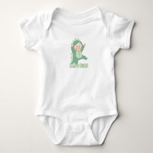 Body Bodysuit bébé Vert Simple mignonne Bébé Dino (Devant)